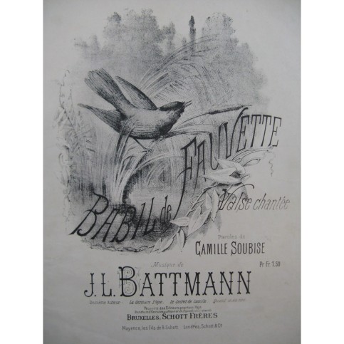 BATTMANN J. L. Babil de Fauvette Chant Piano ca1830