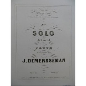DEMERSSEMAN Jules Solo No 1 op 19 Flûte Piano ca1835