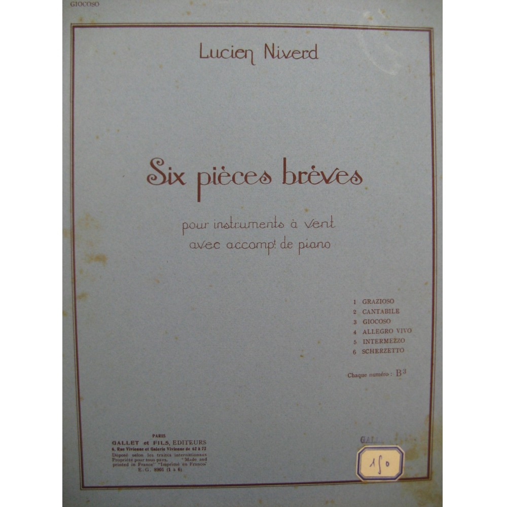 NIVERD Lucien Giocoso Saxophone Piano 1939