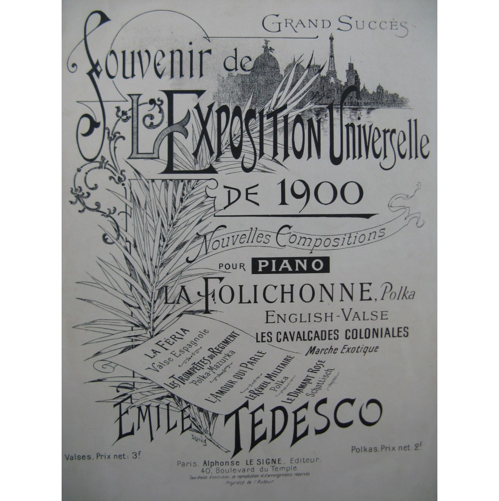 TEDESCO Emile Les Cavalcades Coloniales Piano ca1900