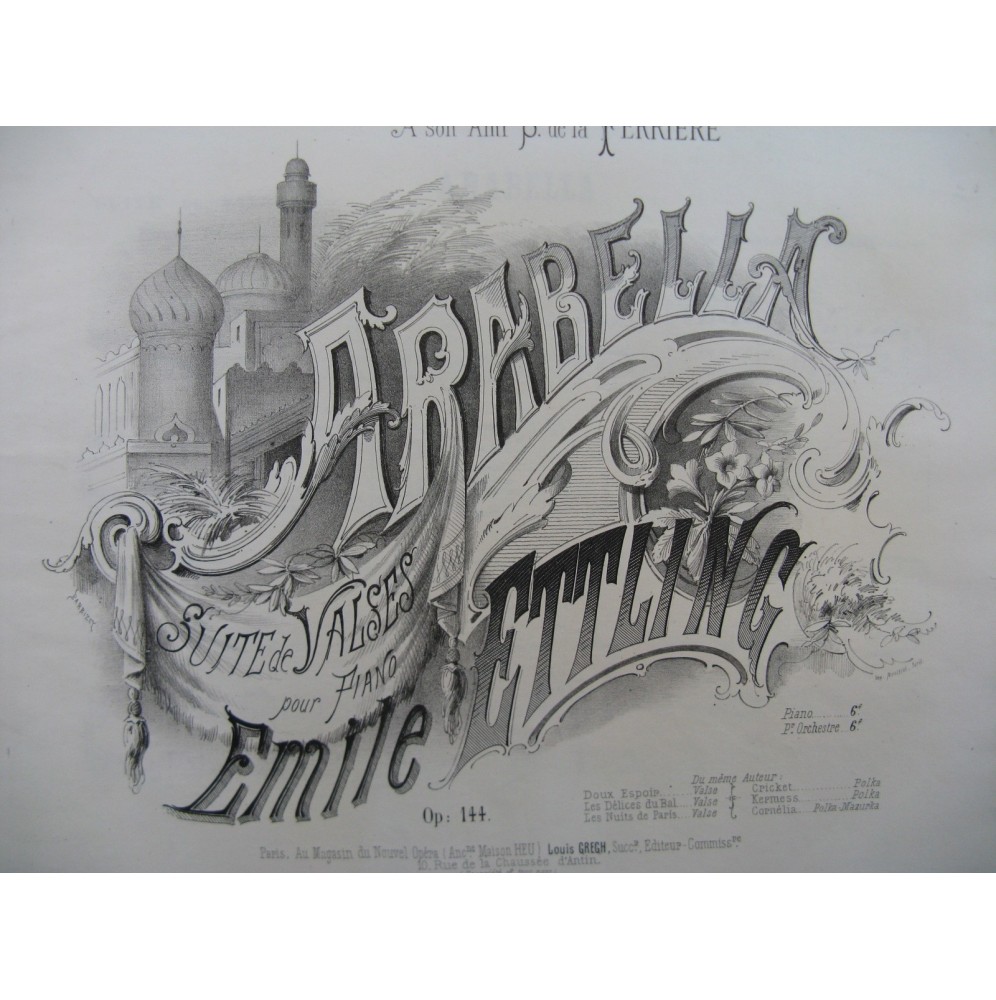 ETTLING Emile Arabella Piano ca1870
