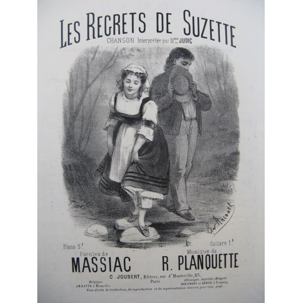 PLANQUETTE Robert Les Regrets de Suzette Chant Piano XIXe siècle