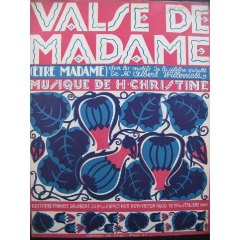 CHRISTINÉ Henri Valse de Madame Piano 1923