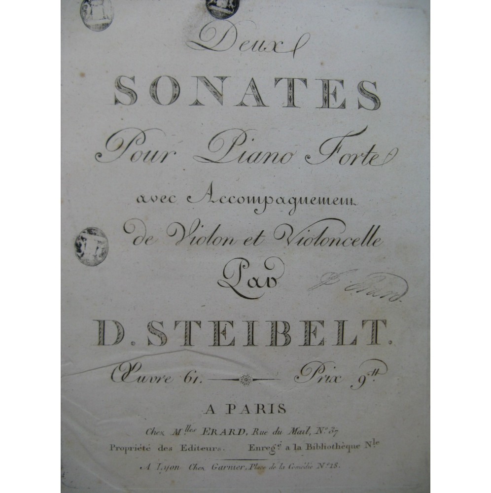 STEIBELT Daniel Deux Sonates Piano op 61 ca1805