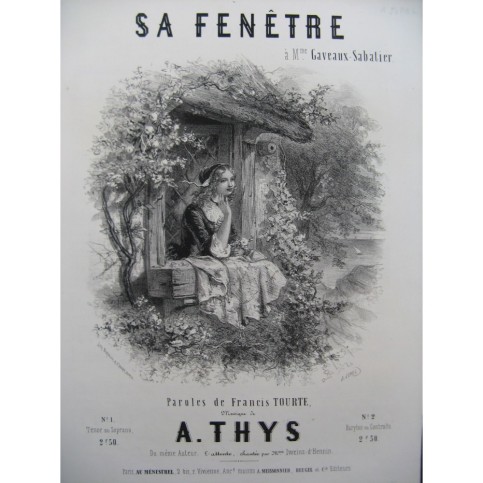 THYS Alphonse Sa Fenêtre Chant Piano  ca1850