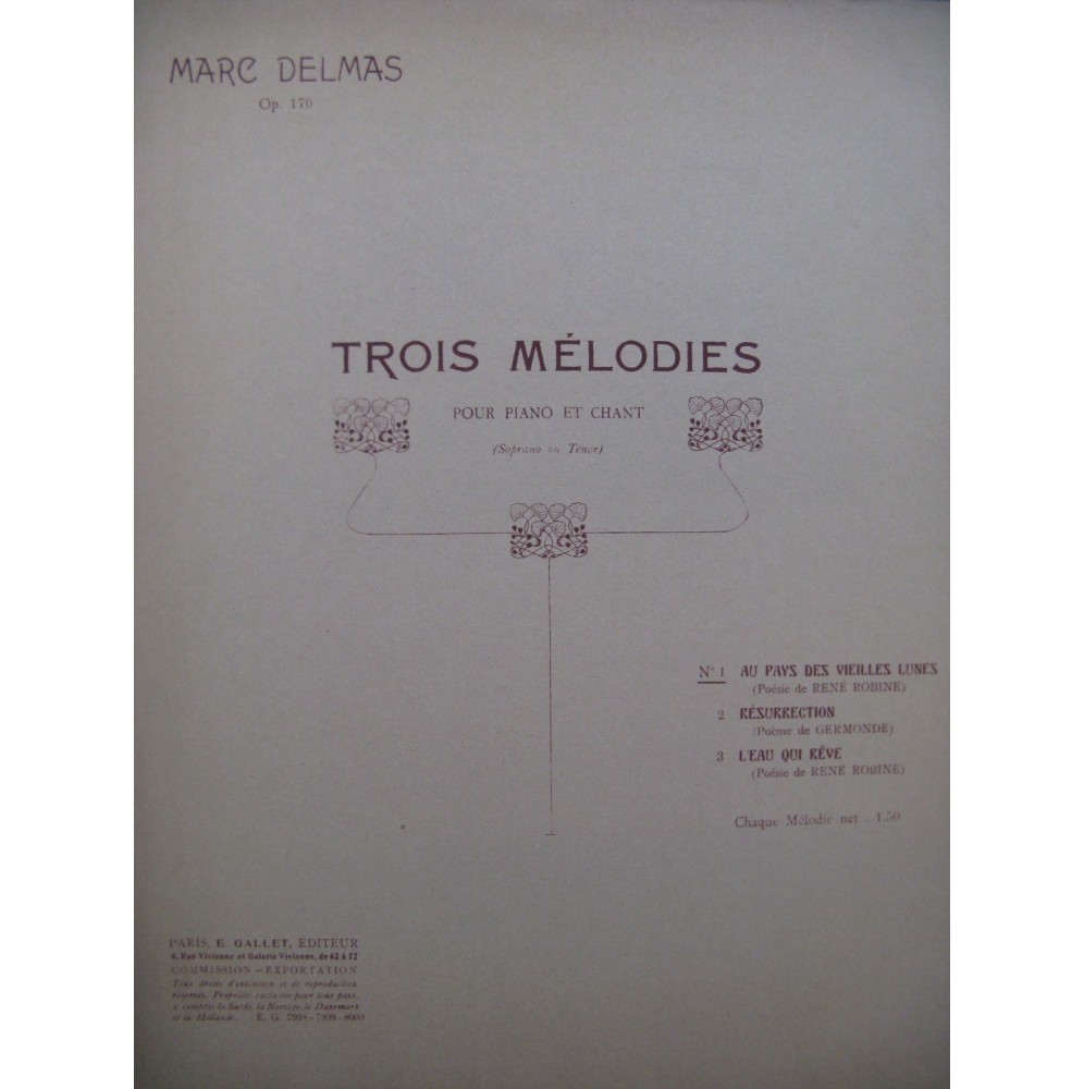 DELMAS Marc Au Pays des Vieilles Lunes Chant Piano