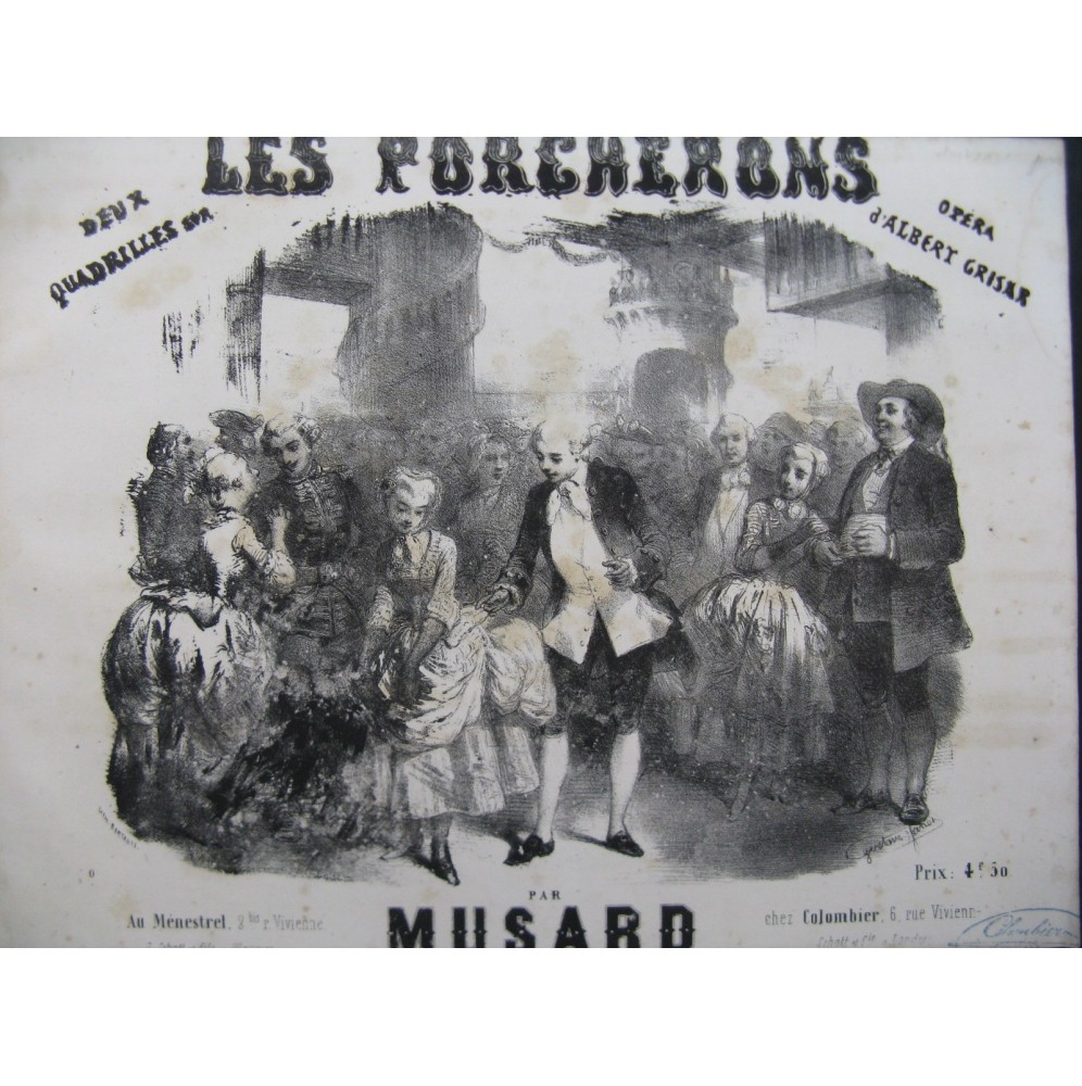 MUSARD P. Les Porcherons 2e Quadrille Piano Violon Flûte Pistons Basse ca1850
