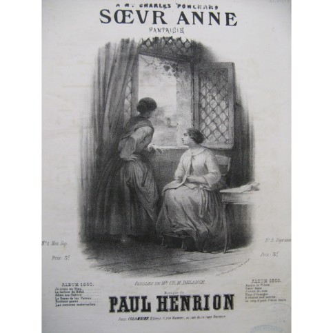 HENRION Paul Sœur Anne Chant Piano ca1850