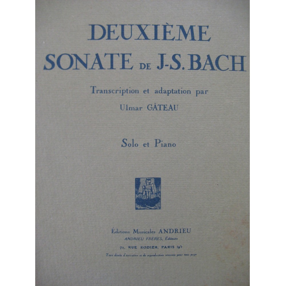 BACH J. S. Sonate No 2 Piano Clarinette