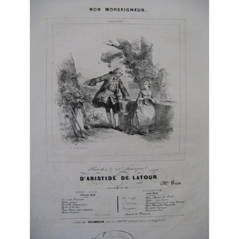 DE LATOUR Aristide Non Monseigneur Chant Piano 1840