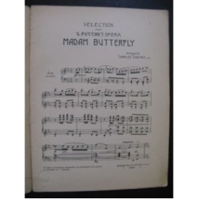 PUCCINI Giacomo Madam Butterfly Selection Piano 1905