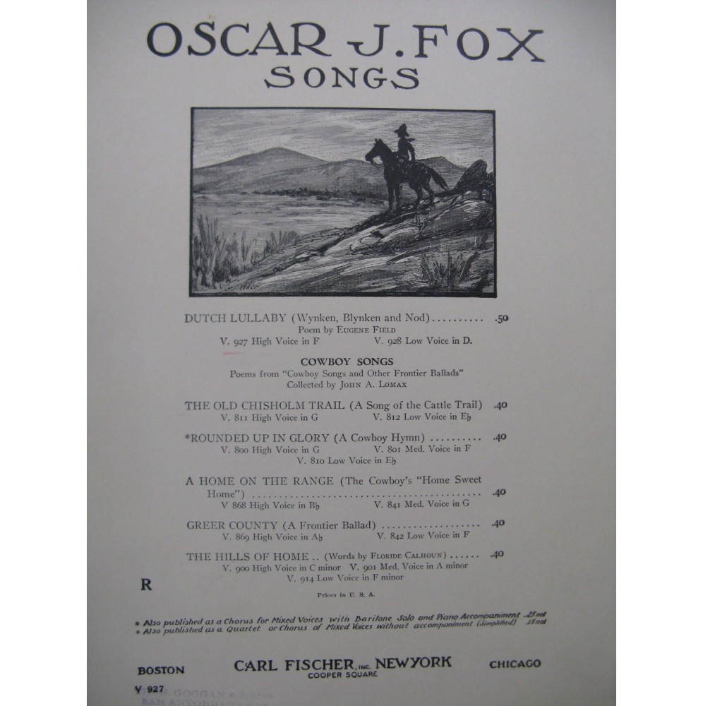 FOX Oscar J. A Dutch Lullaby Chant Piano 1926