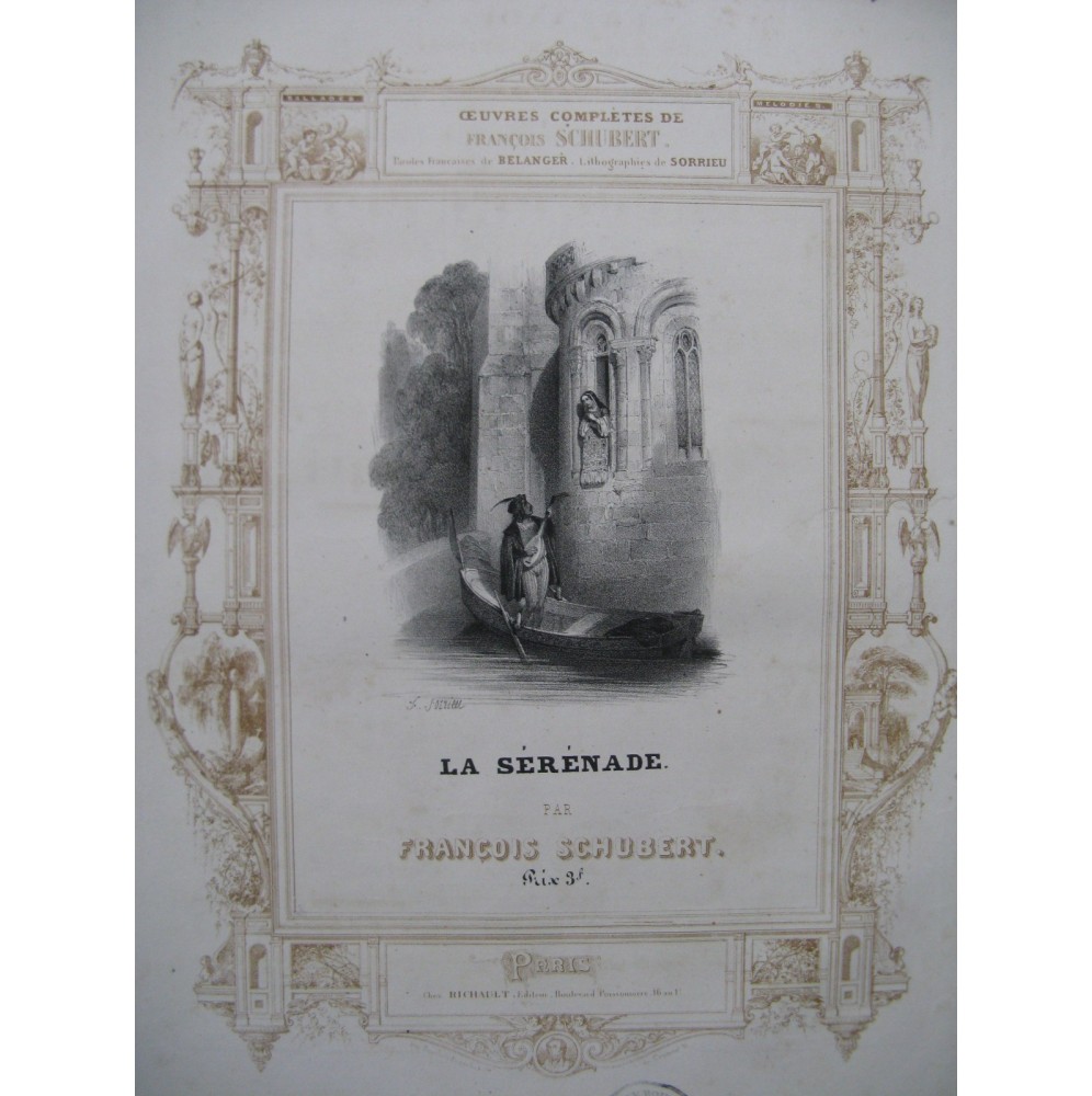 SCHUBERT Franz La Sérénade Chant Piano ca1840