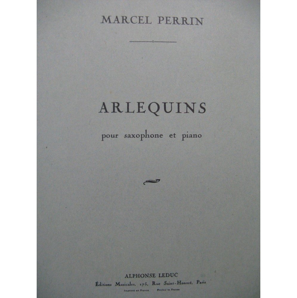 PERRIN Marcel Arlequins Piano Saxophone 1951