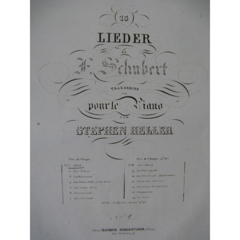 SCHUBERT Franz Adieu Piano solo ca1838