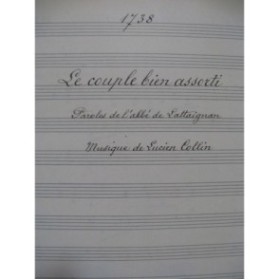 COLLIN Lucien Le Couple bien assorti Manuscrit Chant Piano 1916