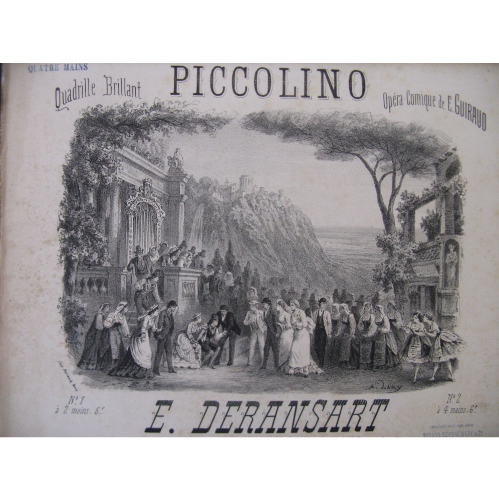 DERANSART Ed. Piccolino Quadrille Piano 4 mains  ca1876