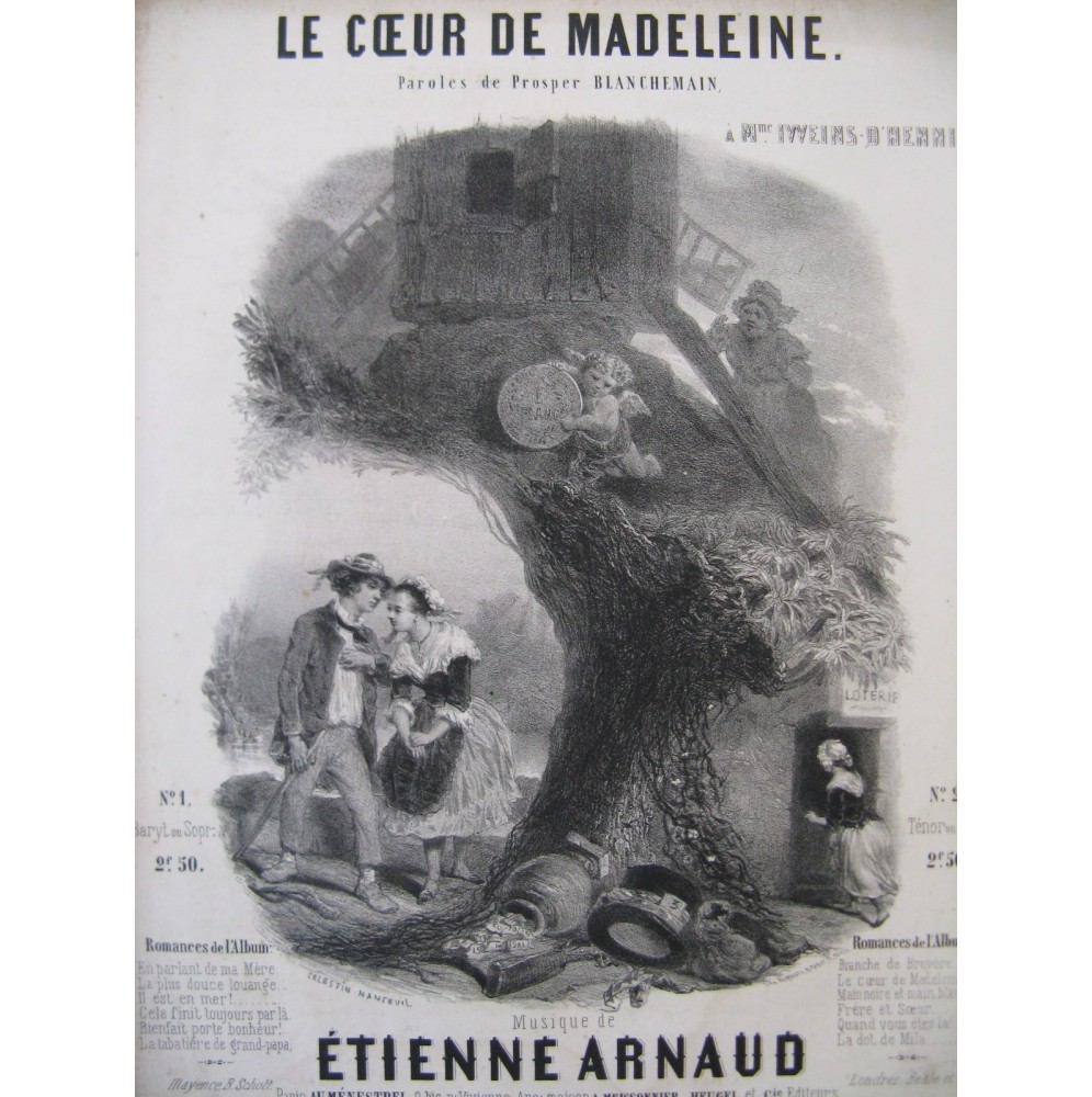 ARNAUD Etienne Le Coeur de Madeleine Nanteuil Piano Chant ca1850