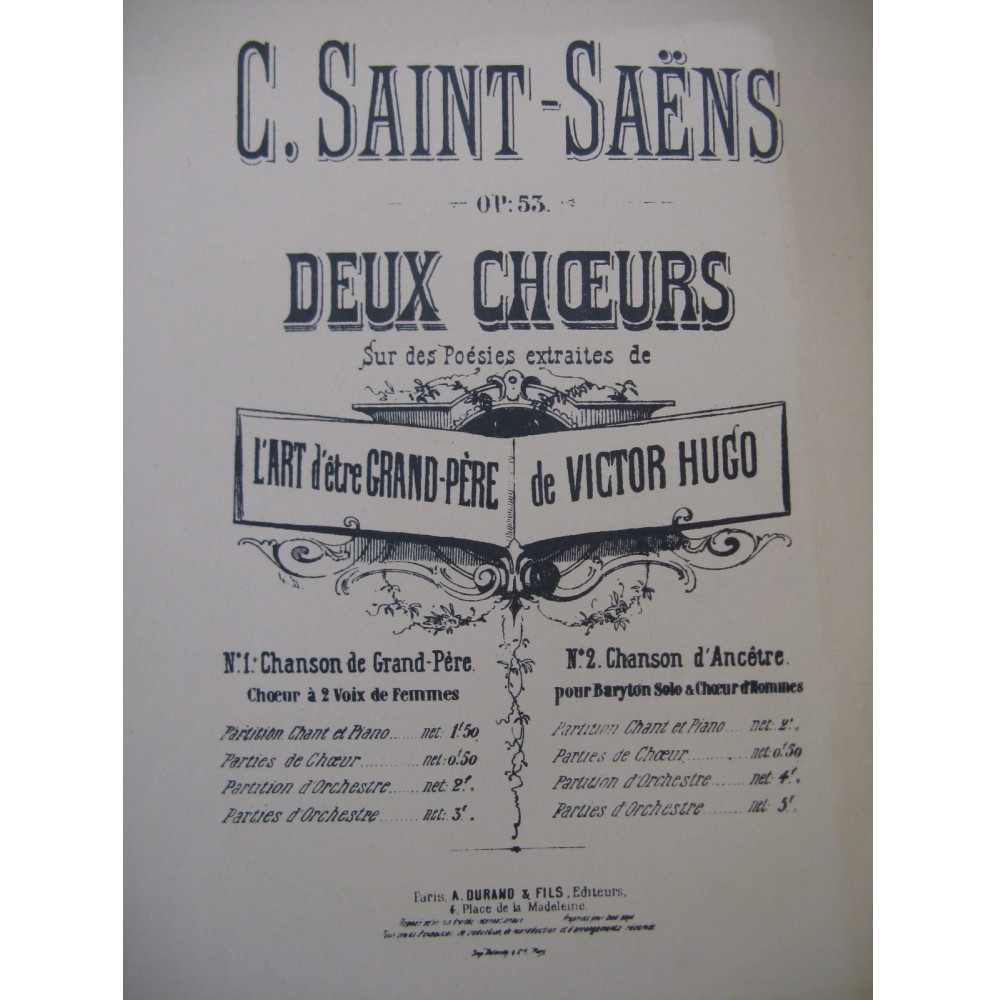SAINT-SAËNS Camille Chanson d'Ancêtre Orchestre Chant ca1902