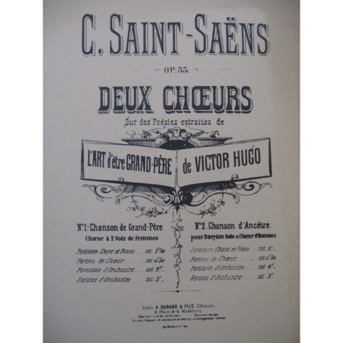 SAINT-SAËNS Camille Chanson d'Ancêtre Orchestre Chant ca1902