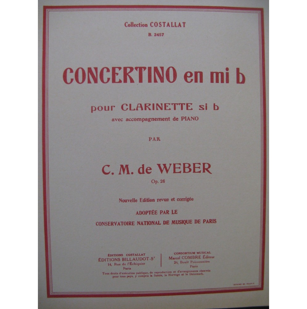 WEBER Concertino en mi b Clarinette Piano