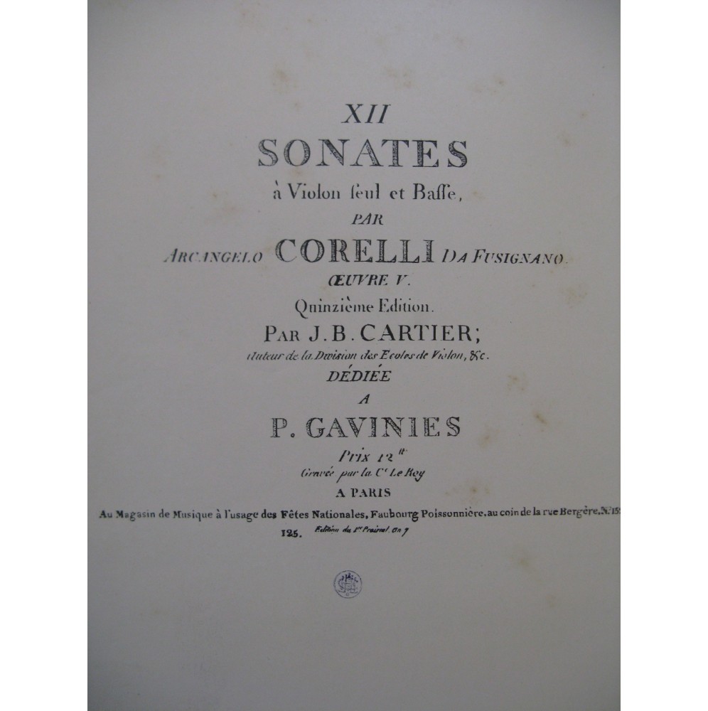 CORELLI Arcangelo La Folia Violon Piano ca1920