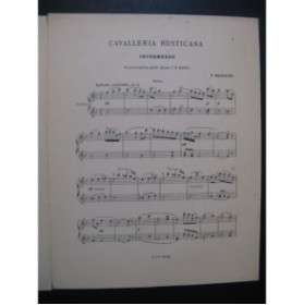 MASCAGNI Pietro Cavalleria Rusticana Intermezzo Piano 4 mains 1896