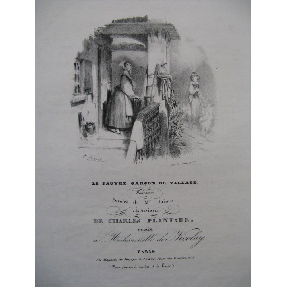 PLANTADE Charles Le Pauvre Garçon du Village Chant Piano ca1830