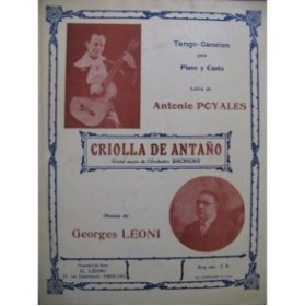 LÉONI Georges Criolla De Antano Chant Piano