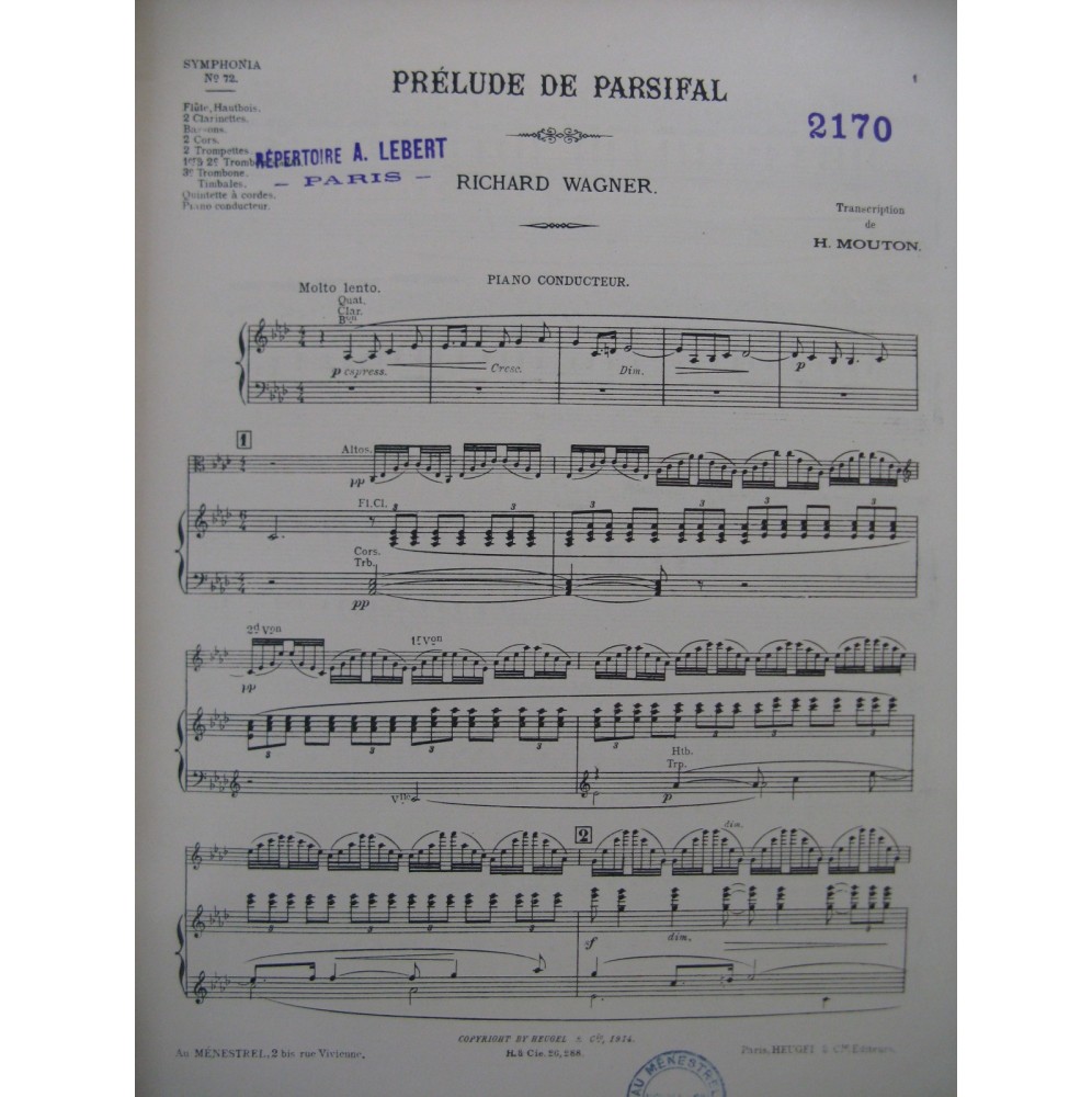 WAGNER Richard Prélude de Parsifal Orchestre 1914