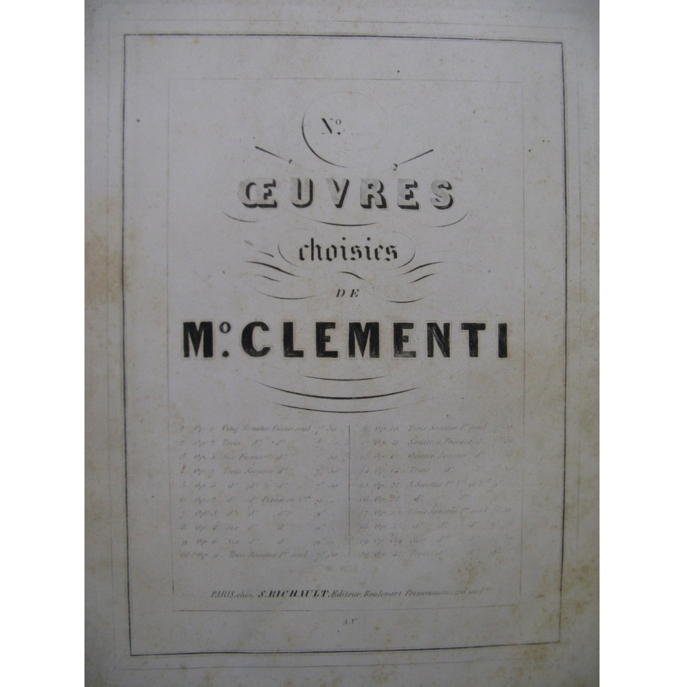 CLEMENTI Muzio 6 Sonates op 4 Piano ca1850