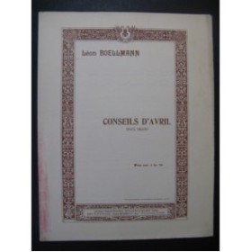 BOELLMANN Léon Conseils d'Avril Chant Piano 1907