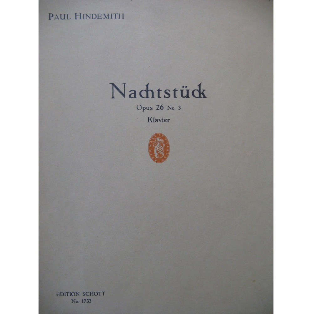 HINDEMITH Paul Nachtstück Piano