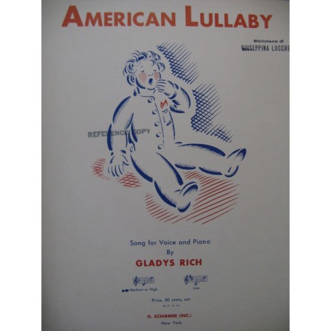 RICH Gladys American Lullaby Chant Piano 1932
