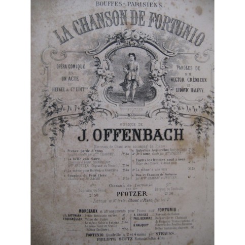OFFENBACH Jacques La Chanson de Fortunio Chant Piano ca1857