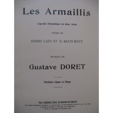 DORET Gustave Les Armaillis Opéra Chant Piano 1906