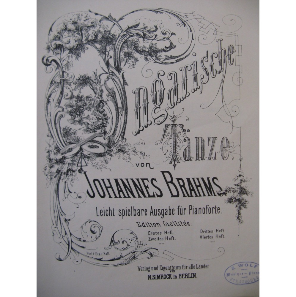 BRAHMS Johannes Ungarische Tänze 1 à 5 Piano ca1875