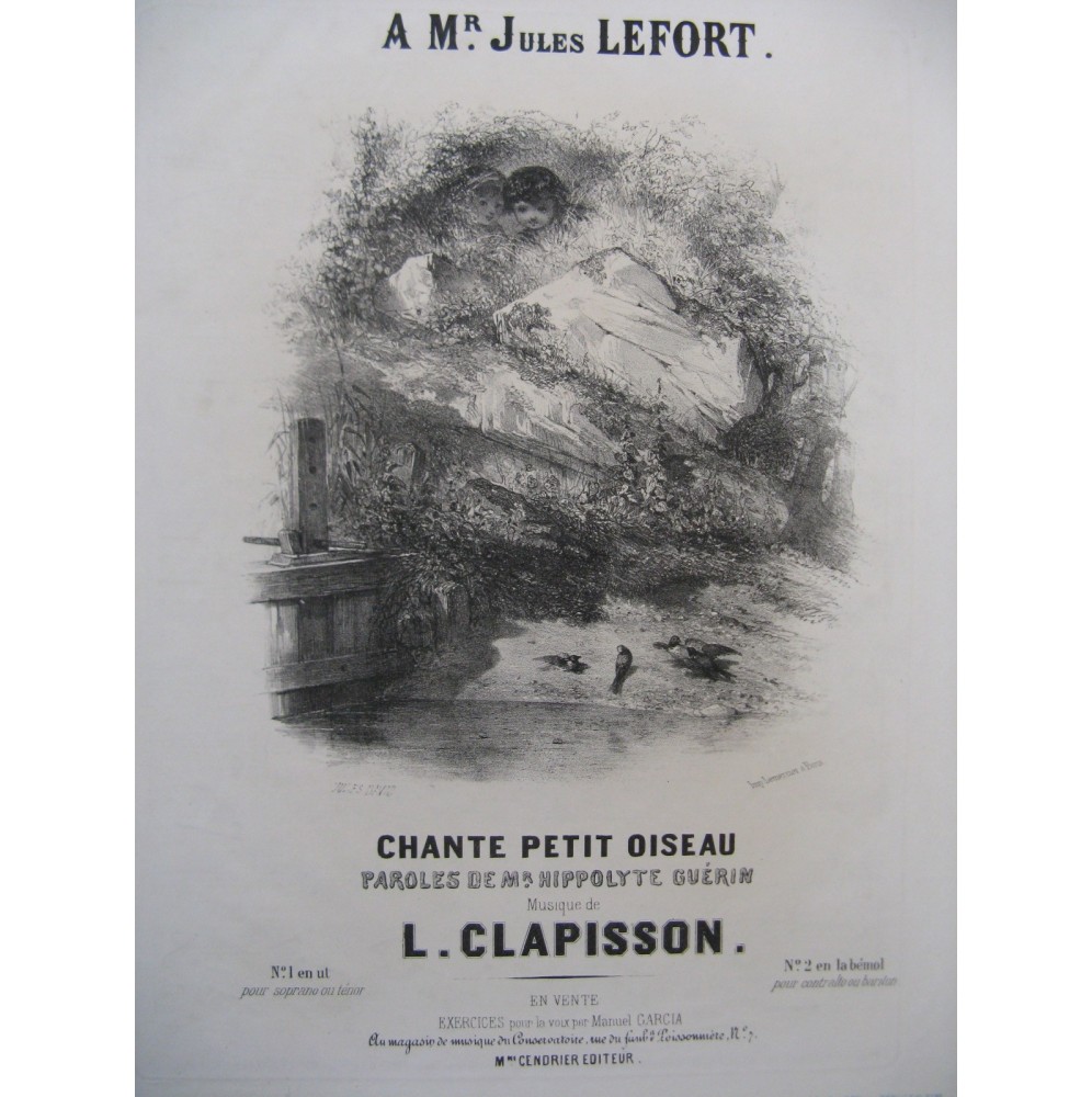 CLAPISSON Louis Chante Petit Oiseau Chant Piano ca1840