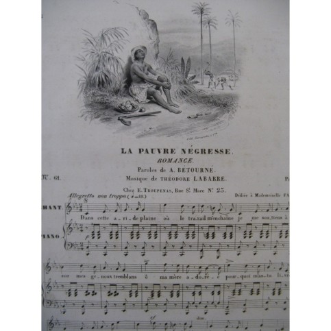 LABARRE Théodore La Pauvre Négresse Chant Piano ca1834
