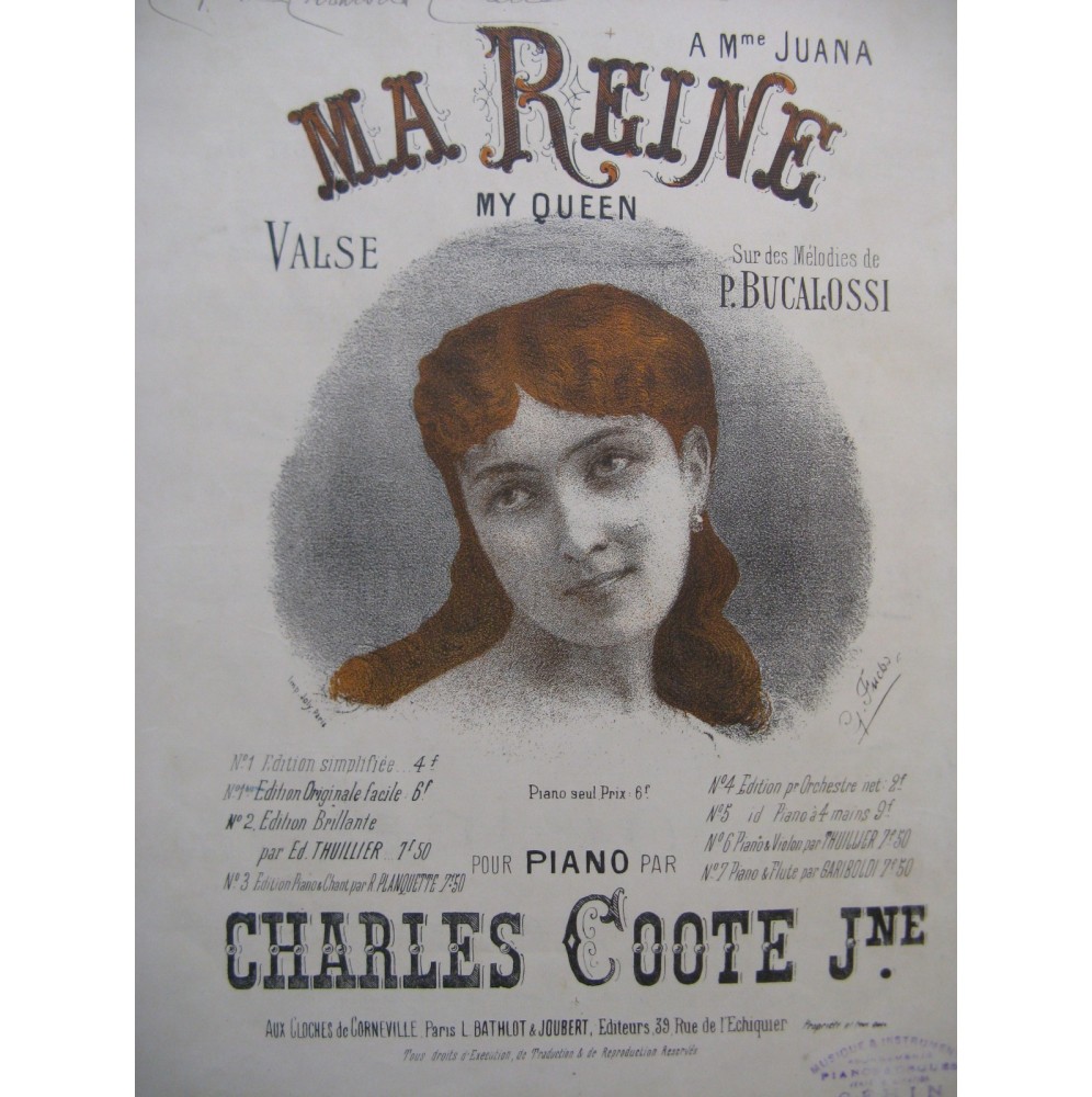 COOTE Charles Jun. Ma Reine Piano ca1895