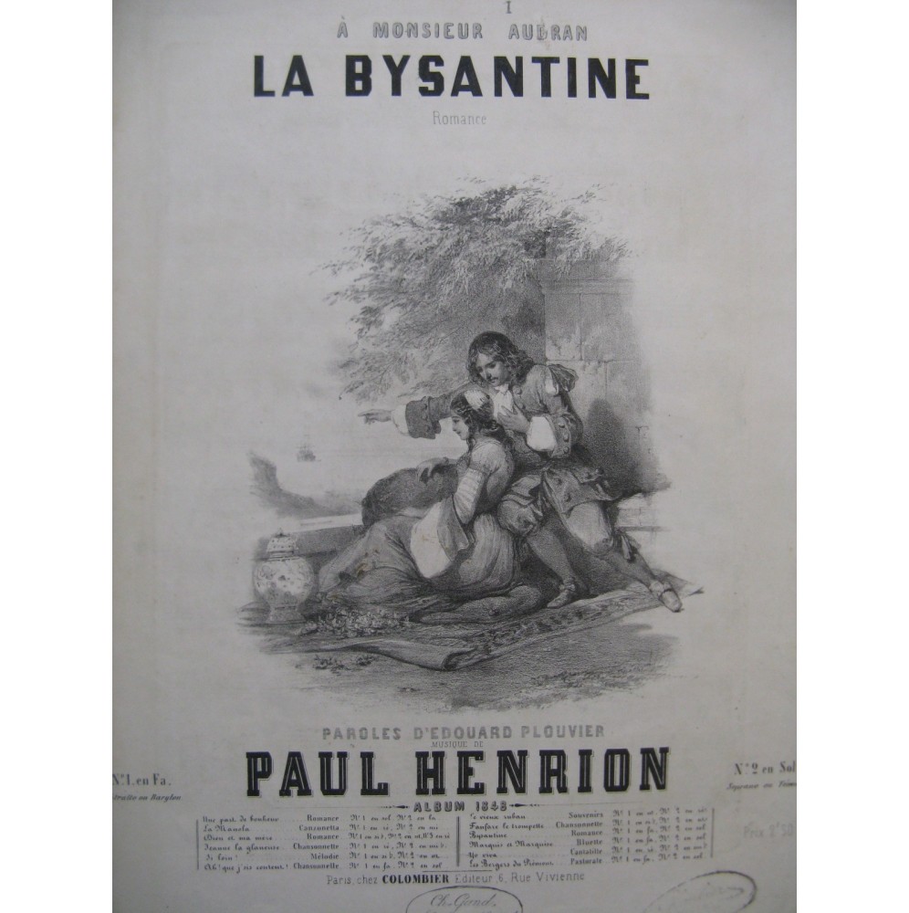HENRION Paul La Bysantine Chant Piano 1848