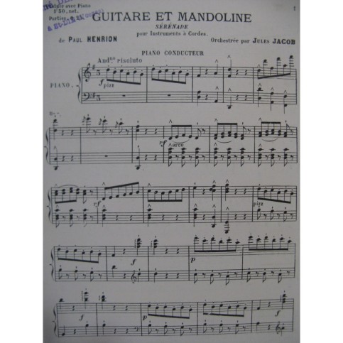 HENRION Paul Guitare et Mandoline Sérénade Piano Cordes