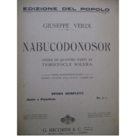 VERDI Giuseppe Nabucodonosor Opéra Chant Piano