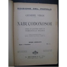 VERDI Giuseppe Nabucodonosor Opéra Chant Piano