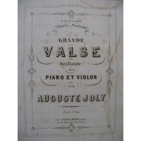 JOLY Auguste Grande Valse brillante Piano Violon ca1870