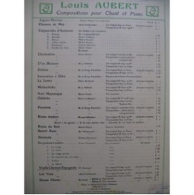 AUBERT Louis Vieille Chanson Espagnole Chant Piano 1909