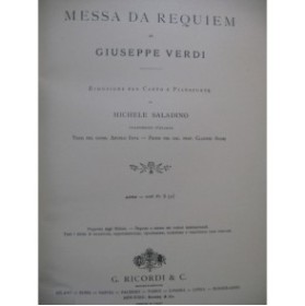 VERDI Giuseppe Requiem Chant Piano