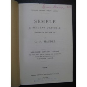 HAENDEL G. F. Semele Oratorio Chant Piano