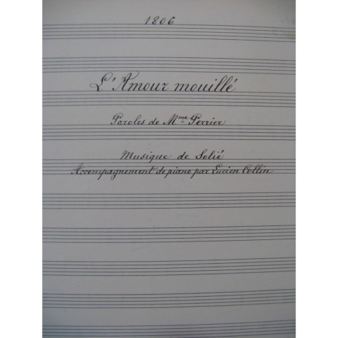 SOLIÉ L'Amour mouillé Manuscrit Chant Piano 1917