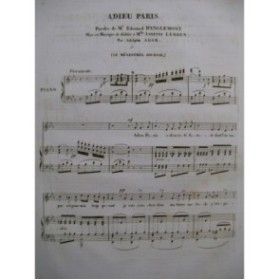 ADAM Adolphe Adieu Paris Chant Piano 1835